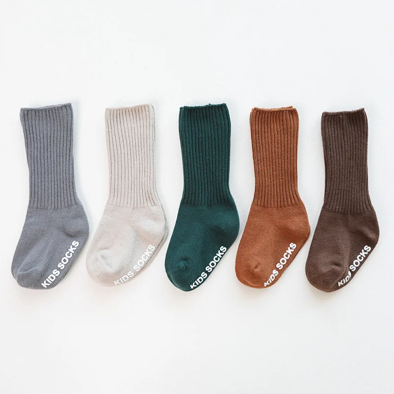 Lawadka Baby Girls Boys Socks Cotton Children's Non Slip Socks Cute Soft Solid Color Kids Socks For Girls Boys 0-5Y Spring 2023