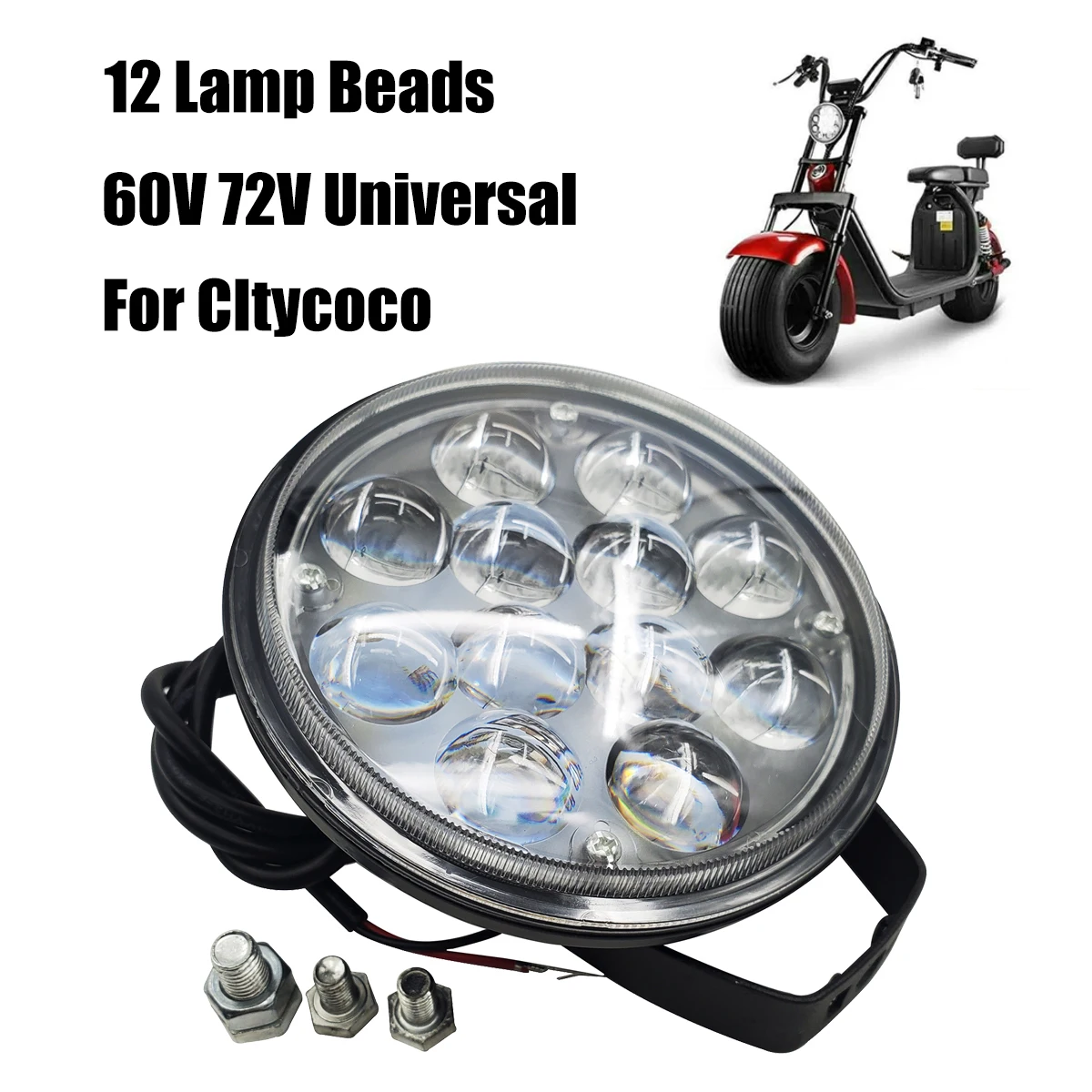 Electric Scooter Front Headlight Assembly 12 Lamp Beads 60V 72V Universal For CItycoco Electric Scooter Harley Electric Scooter