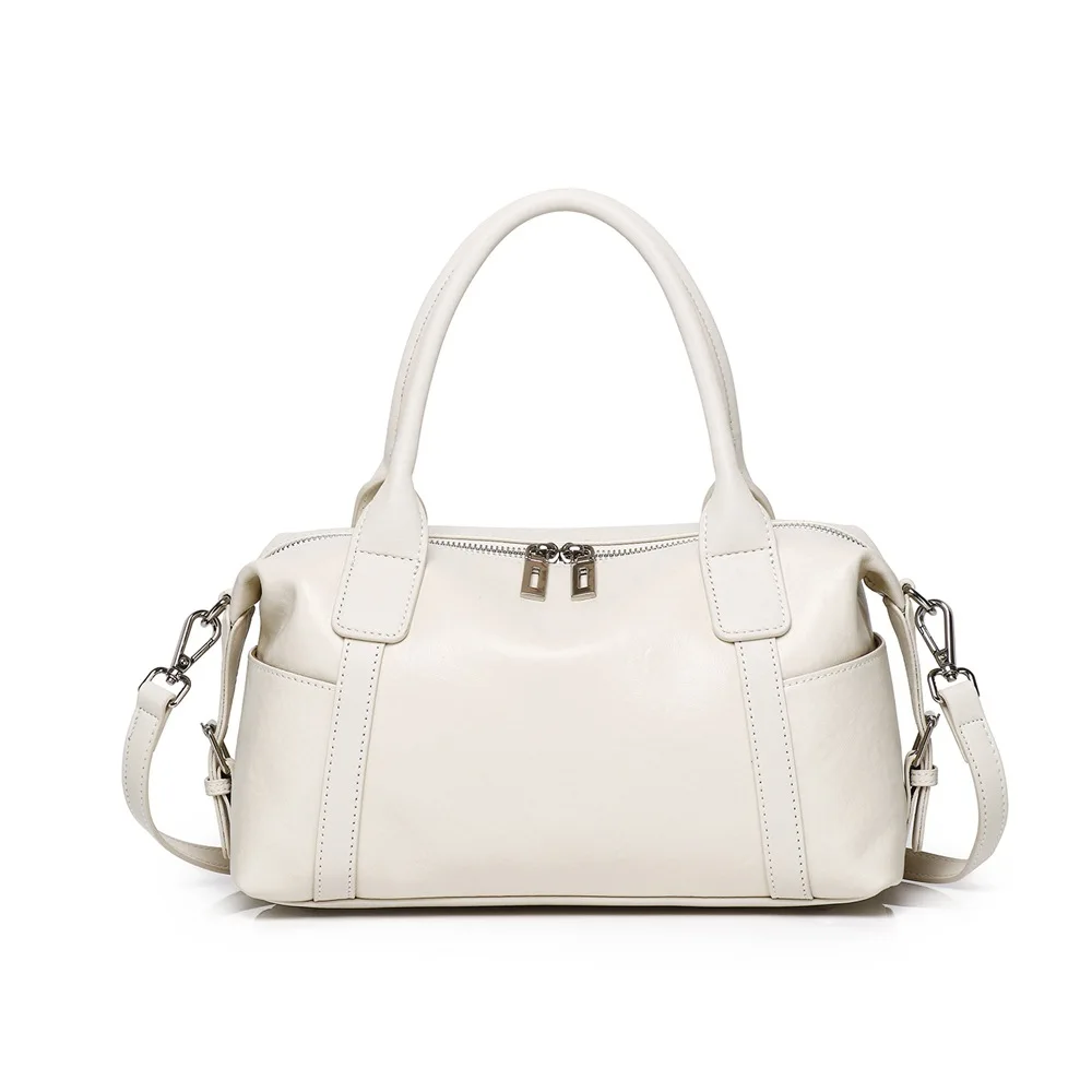 Casual Genuine Leather Handbag Woman 2026 New Fashion Ladies Tote Bag Oilwax Cowhide Shoulder or Crossbody Bag