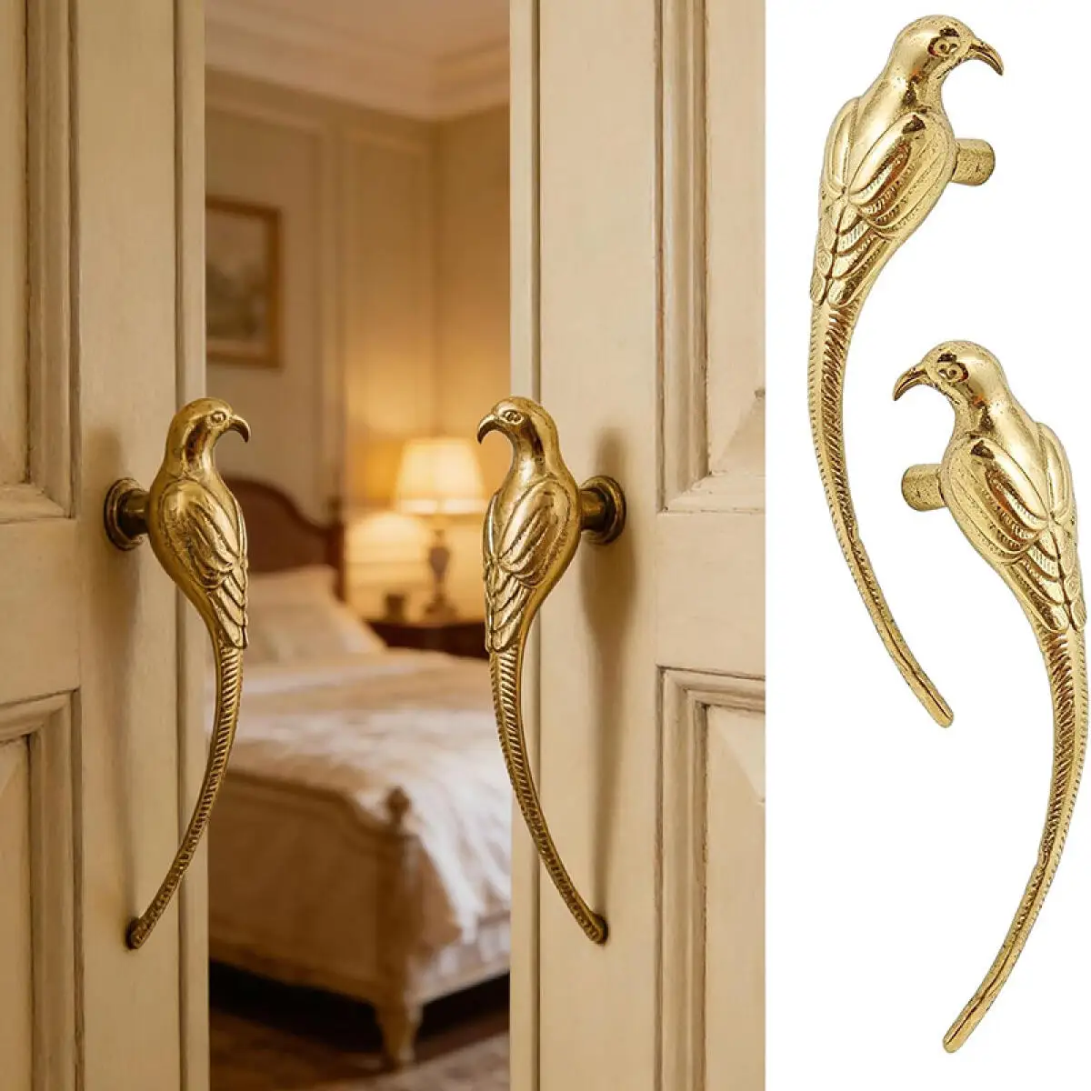 Creative Brass Fortune Bird Knob Drawer Cabinet Door Handles Kitchen Cabinet Shoe Knobs Pure Copper Handles for Furniture Decor