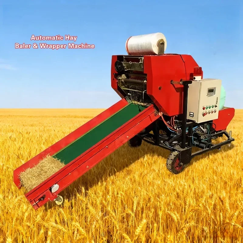 TaiFeng One Year Warranty Mini Round Hay Baler Motor Gearbox 5.5kW Power 45-50 Bundles/Hour High Productivity Farm Equipment New