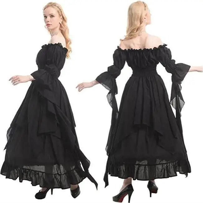 Halloween Cosplay Revival Dress Long Tie Waist Court Style Costume Women's Traditional Ethnic Stage Clothing Autumn Fashion