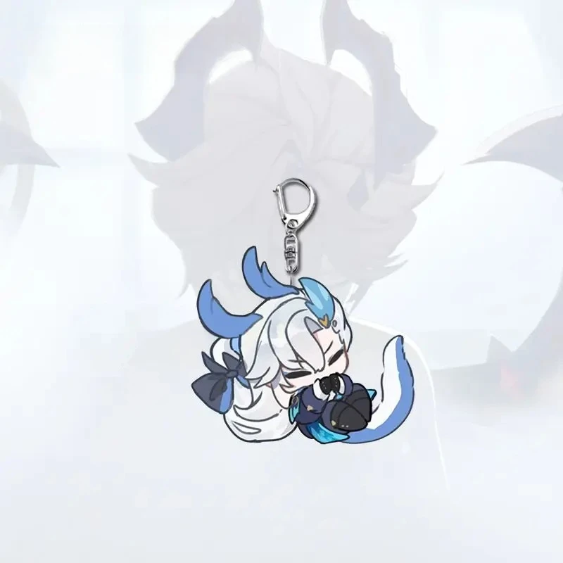 لعبة Genshin تأثير Neuvillette Zhongli Mini Durin تأثيري حقيبة سلسلة مفاتيح قلادة الاكريليك كيرينغ الهاتف المحمول حبل معلق #3