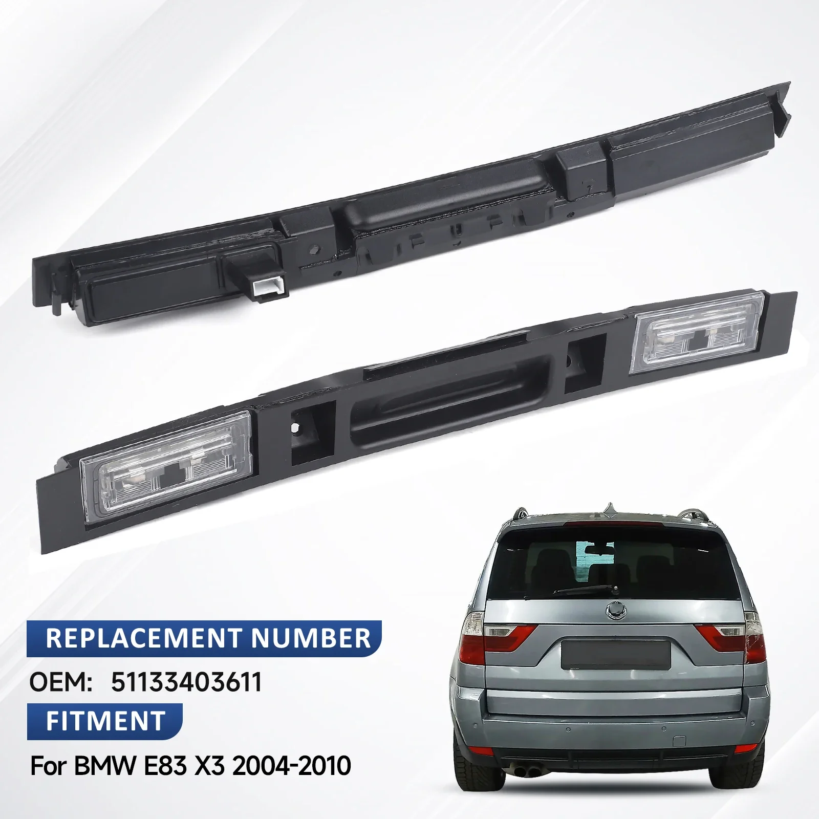 لسيارات BMW E83 X3 2004-2010 مجموعة مفاتيح الباب الخلفي للسيارة السوداء OE 51133403611 بجولة التمهيد غطاء صندوق السيارة مقبض خلفي مع زر مفتاح #4