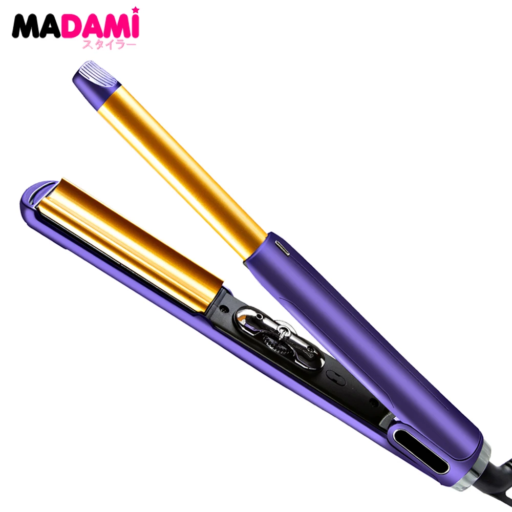 Hair Straightener Curler Ceramic Flat Iron Fast Heating U-shaped Plate Fluffy Hair Root Curling Irons 450°F 230°C Dual Voltage