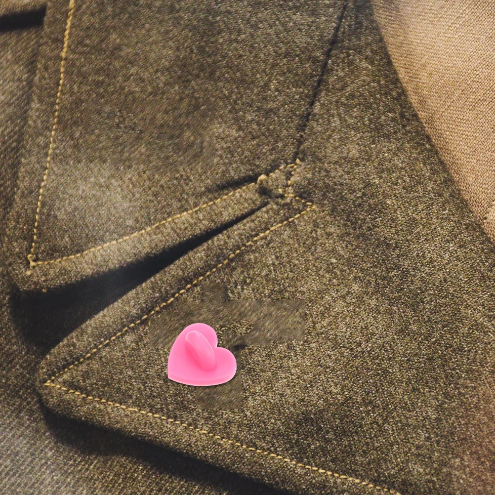 

200Pcs Heart Brooch Pin Backs Rubber Buckles for Lapel Pins Tie Tacks Jewelry Making DIY Brooch Heart Shape Buckles