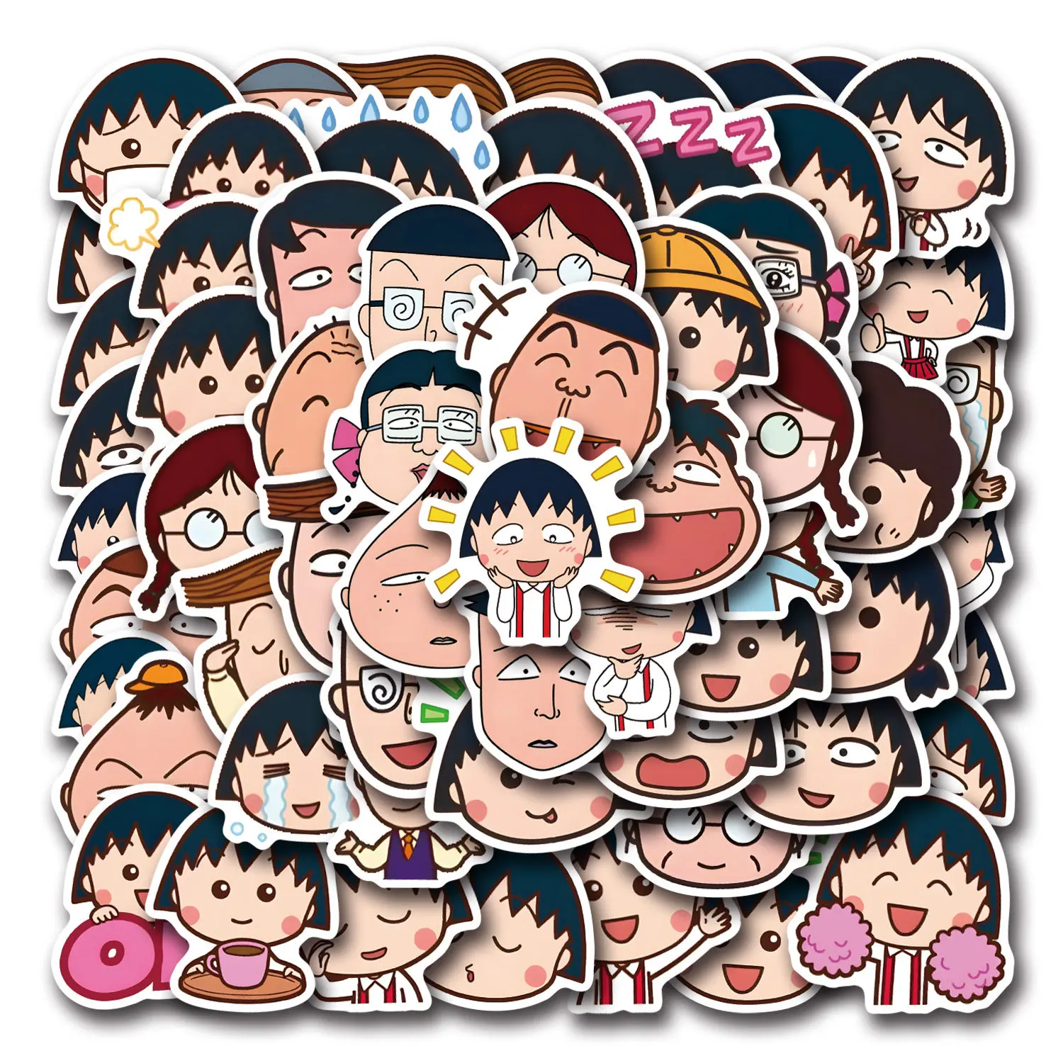 60pcs Cartoon Anime Cute Chibi Maruko-chan Creative Decorative Luggage Mobile Stationery Computer Stickers