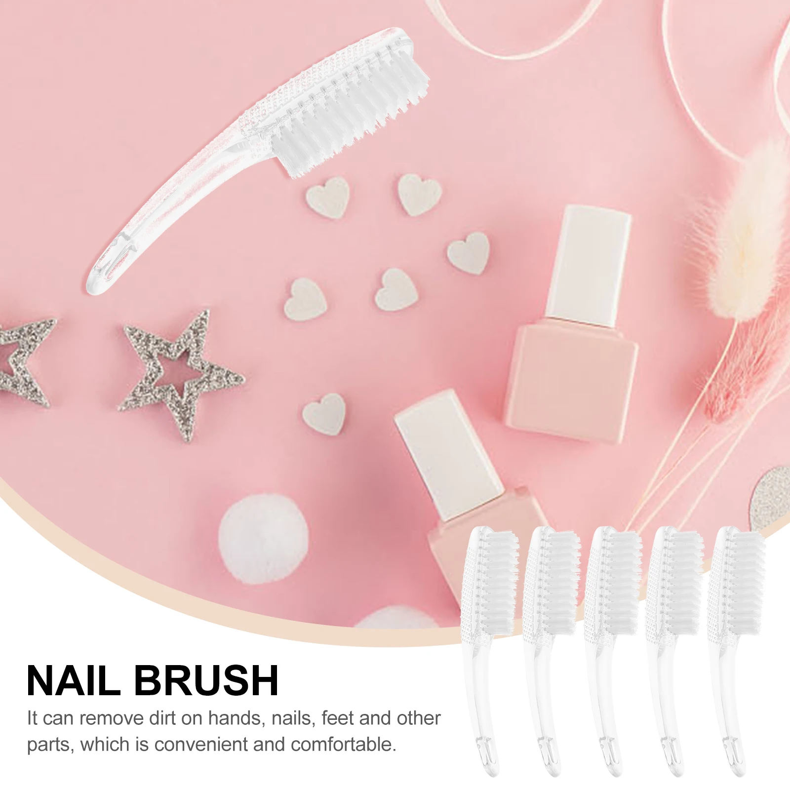 

5pcs Brush For Cleaning Fingernail Small Transparent Plastic Cleaner Dust Remover Portable Manicure Tools Salon Home Use