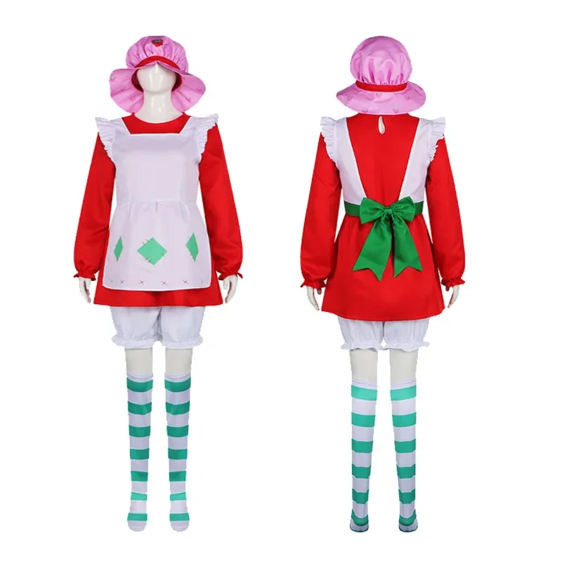 

Классический костюм 1980 года, костюм для косплея клубничного пирога, женский костюм «Мир клубничного пирога», нарядное красное платье на Хэллоуин