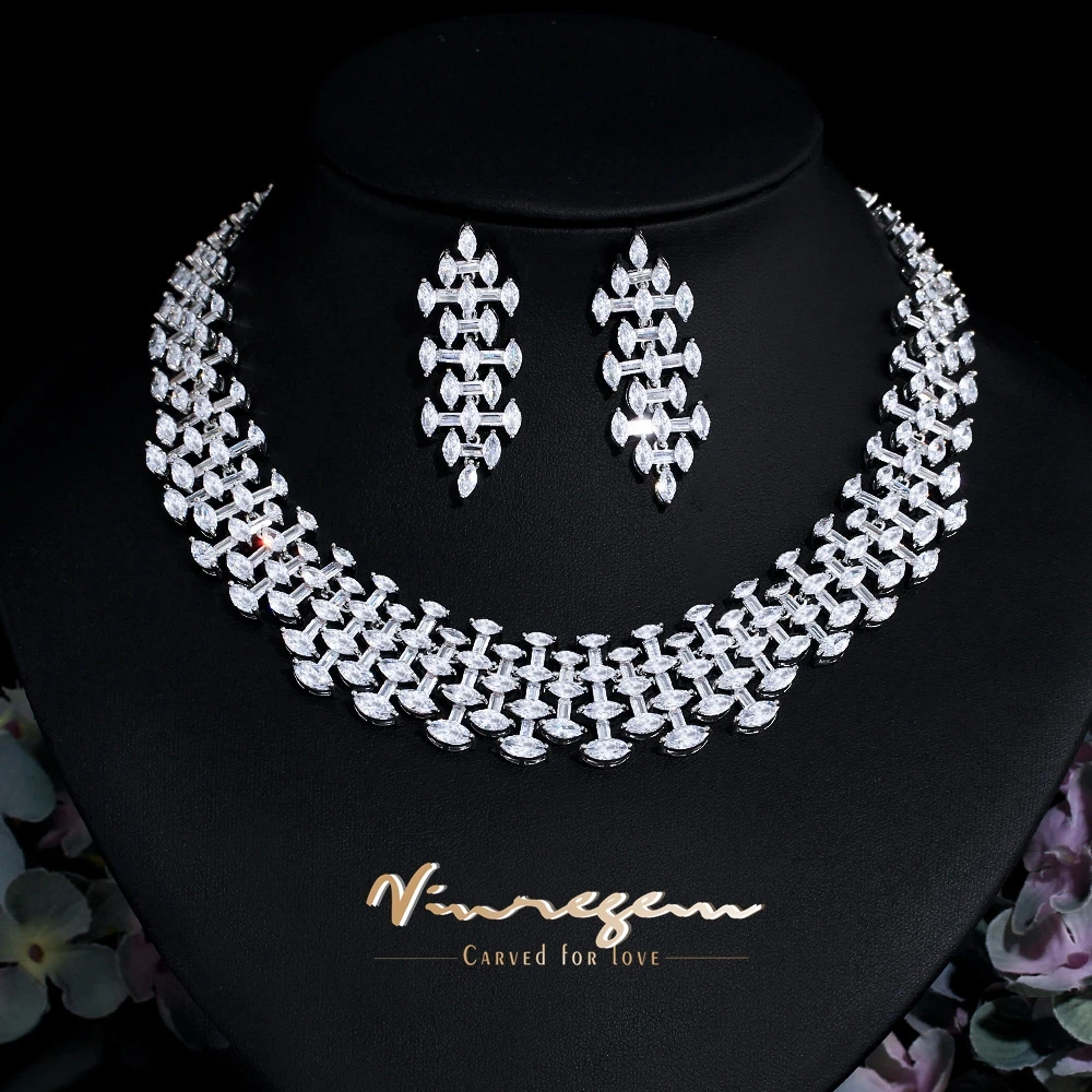 

Vinregem Luxury Bohemia Synthesis Sapphire Gemstone Necklaces/Earrings For Women Wedding Anniversary Gifts Jewelry Set Wholesale