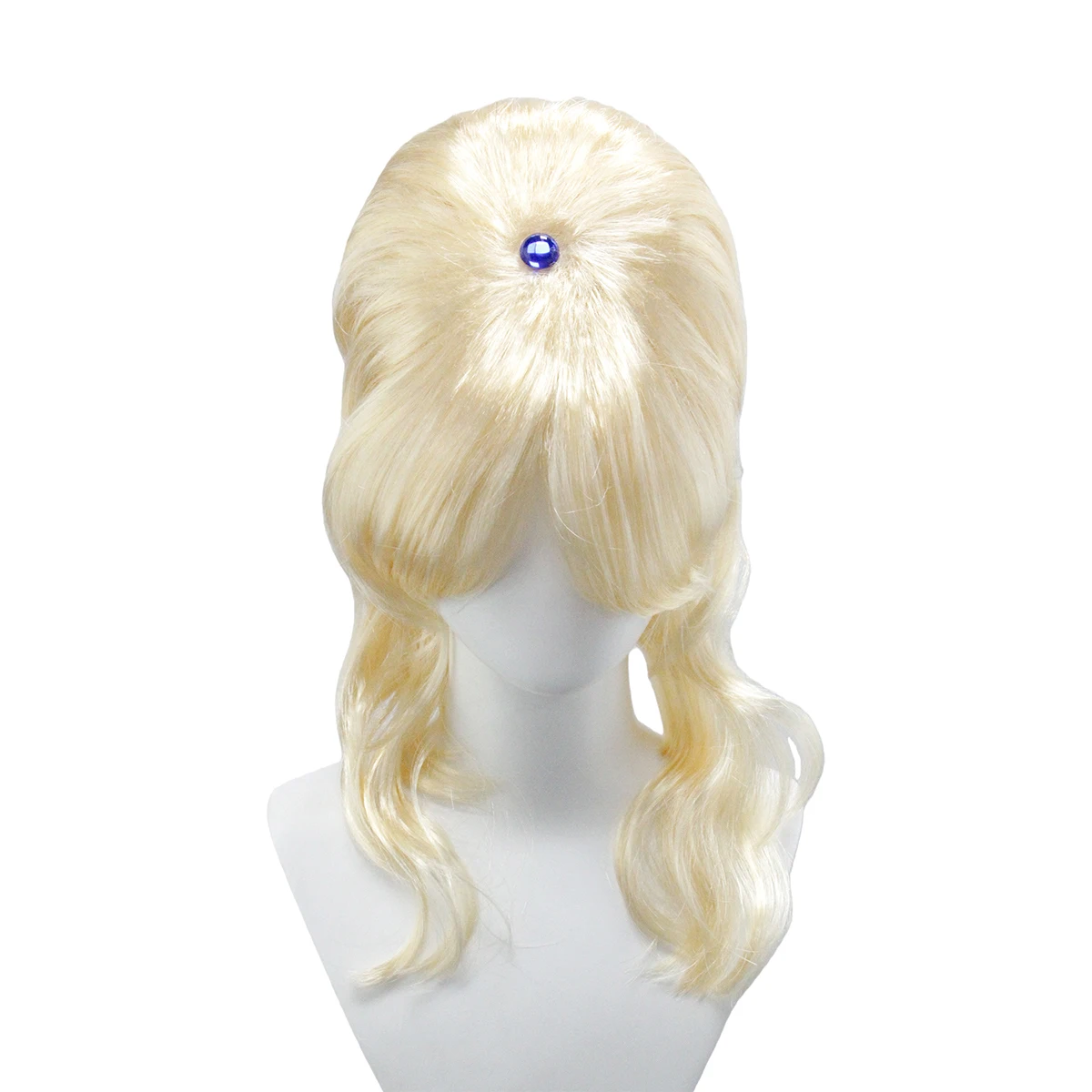 Blonde Beehive Wavy Wig With Gem Decor Synthetic Hair Retro Princess Movie Cosplay Halloween Costume Party Full Wigs For Women