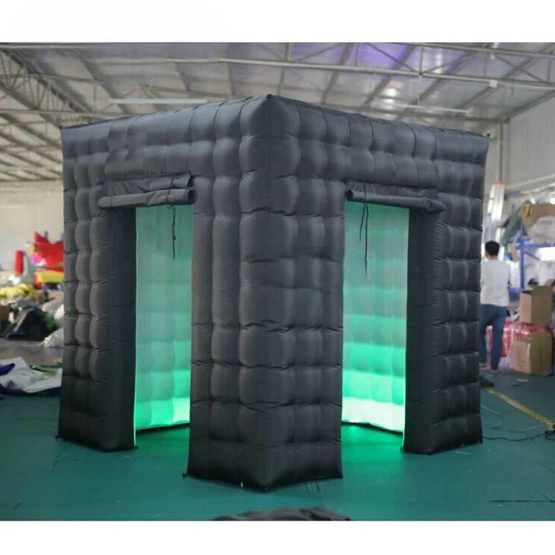 

Photo Booth Background 2 Doors Inflatable Inflatable Photo Booth Wall With Led Light For Wedding Tent Party Decorations