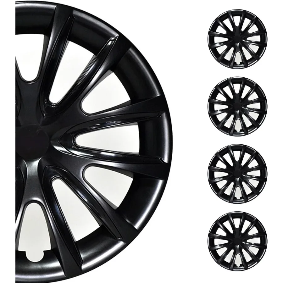 

Black with Black Hub Caps 15 Inch Set of 4 Tapas para Rines 15 Premium Wheel Covers 15 Inch R15 Rim Cover Set Snap On Durable C