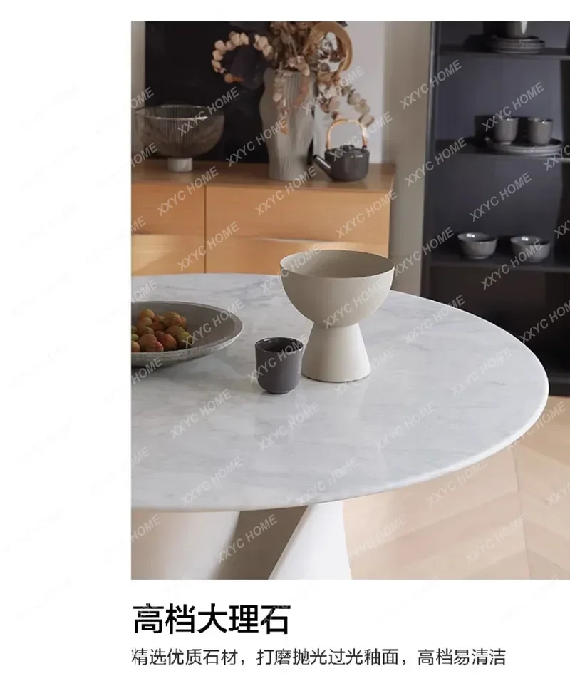 Beautiful  Unique Luxury White Dining Table Design Modern  Faux Marble Dining Table Round Living Room Home Furniture