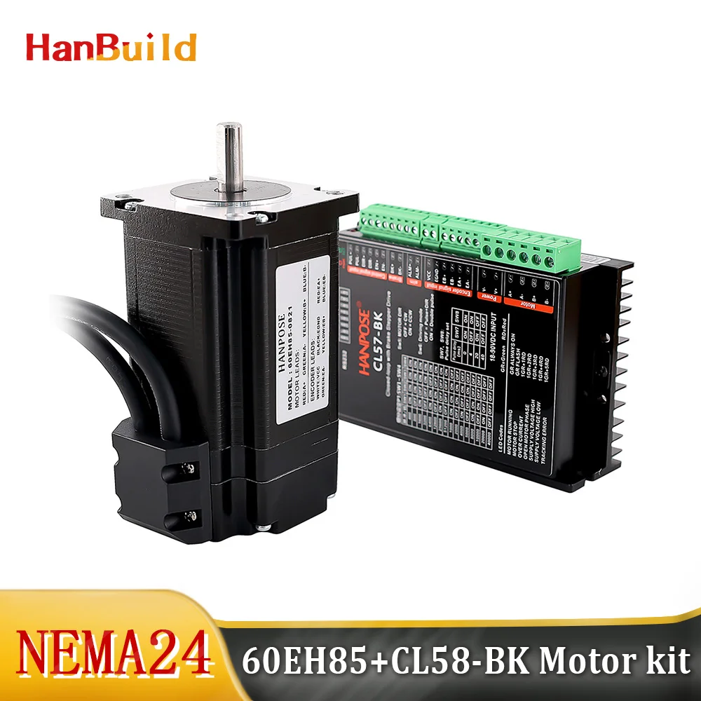 

Hybrid Step-servo motor NEMA24 Stepper Motor 4.0A 2.8N.m 60EH85+CL57-BK CNC Controller Kit Closed Loop stepper motor Driver