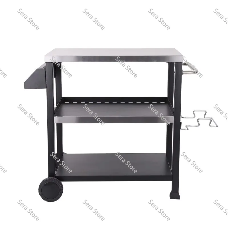 3-Floor shelf Hotel restaurant Restaurant Kitchen trolley Multifunctional movable barbecue truck with wheels