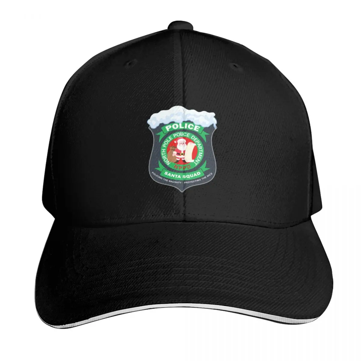 North Pole Police Department Santa Squad Badge Baseball Cap Lightweight Packable Gift for Him Her Casual Daily Wear