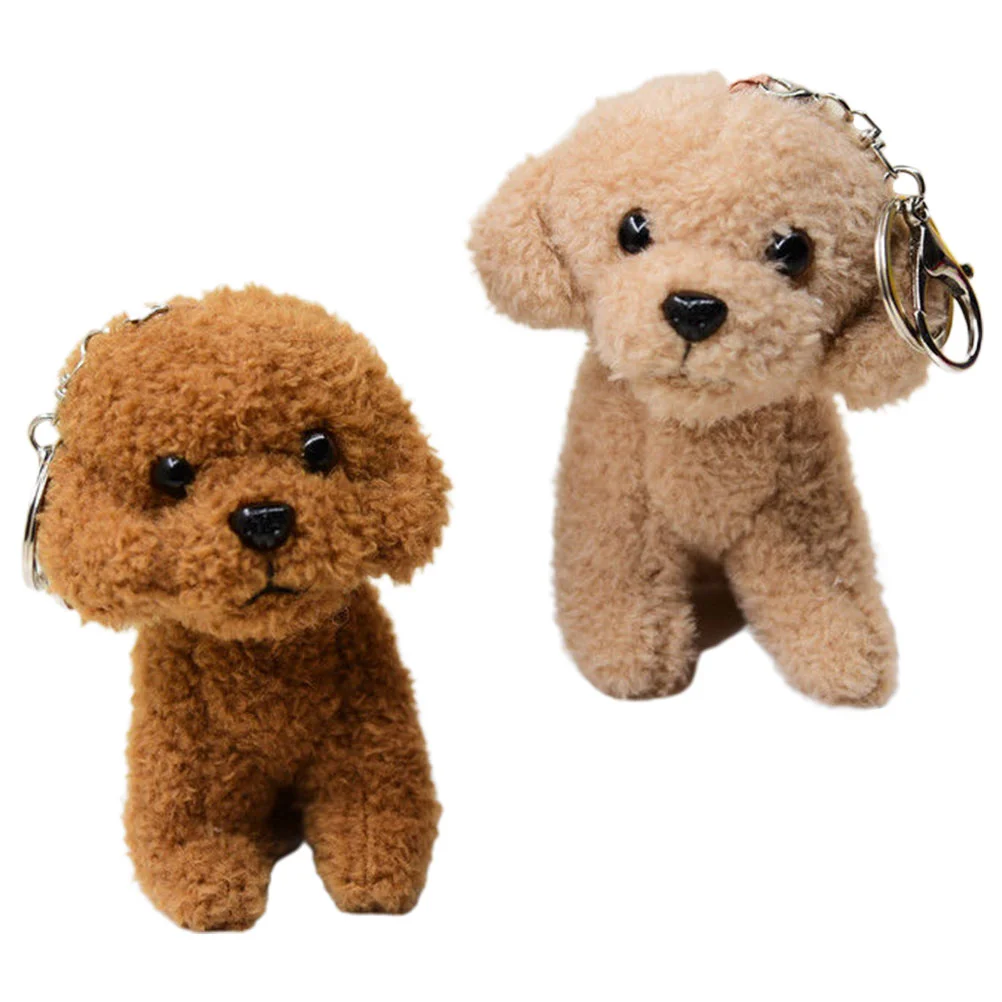 

2 Pcs Decorative Stuffed Dog Pendant Key Chain Plush Bag Supplies Hanging Cartoon