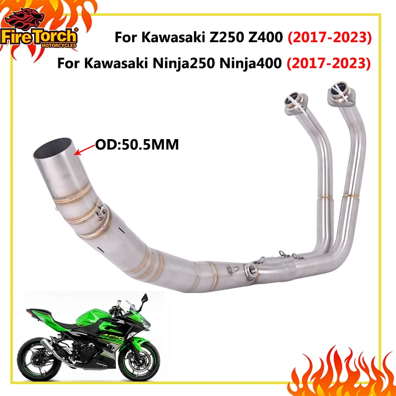 

Slip On For Kawasaki Ninja250 Ninja400 Z400 Z500 Motorcycle Exhaust Escape Systems Modified Front Middle Link Pipe 51mm Muffler