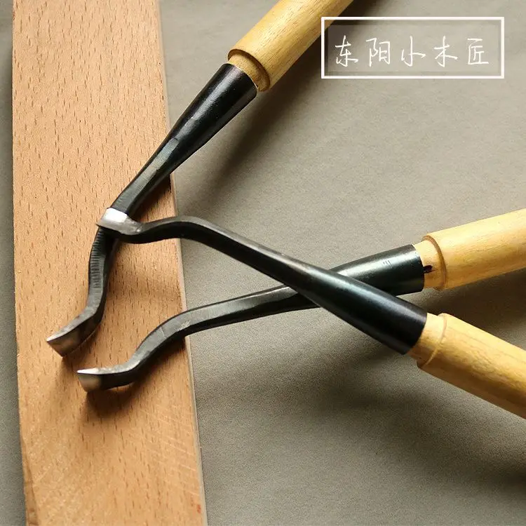 Carving Knife Wood Carving Tool, Dongyang Handmade Wood Carving Outlet Elbow Right Angle Circular Chisel Knife, Digging Tool