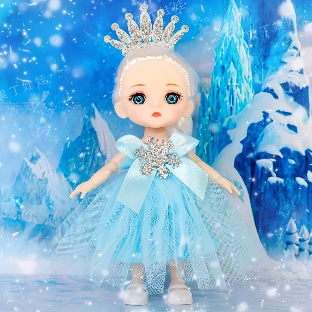 

Cute Snow princess 6.3 inch cute doll ornaments, holiday gifts, limbs can swing, children's room ornaments.