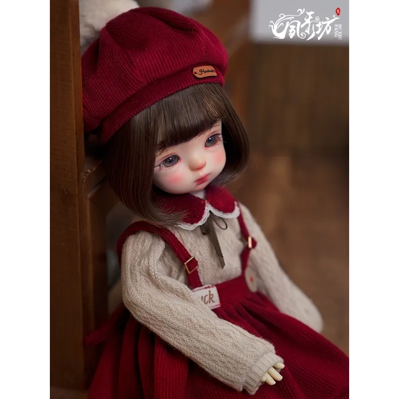 Sd/bjd doll clothes dress 1/6 clothes Blythe little baby clothes Vintage versatile suspender skirt 6-Piece set