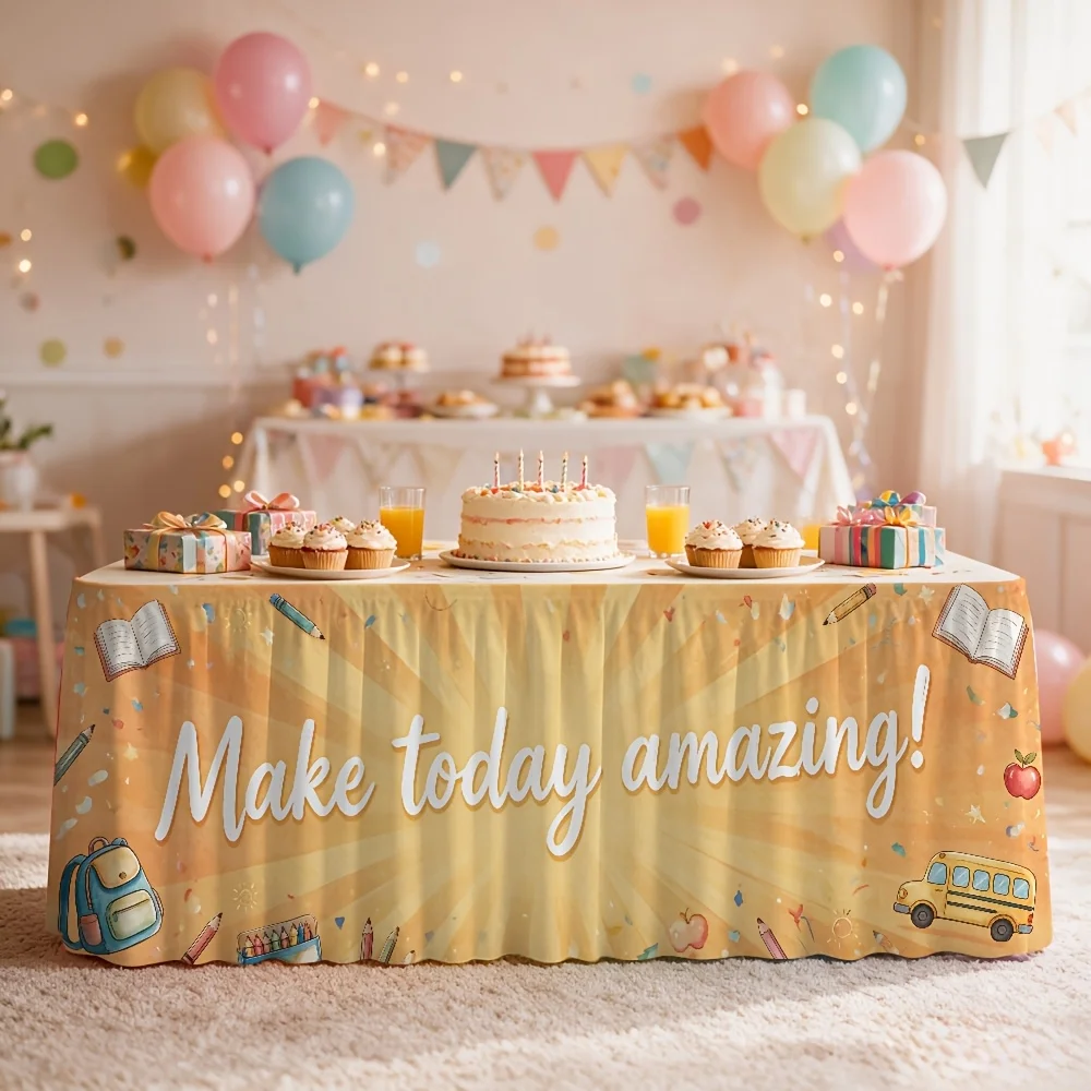 1 printed tablecloth table skirt with 
