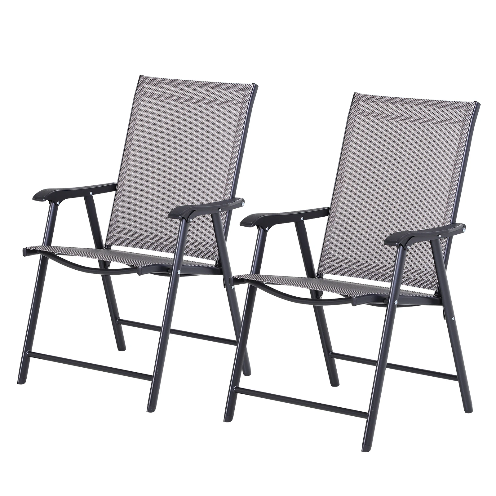 Outsunny Conjunto de 2 Sillas Plegables Con Reposabrazos para Jardín o Terraza