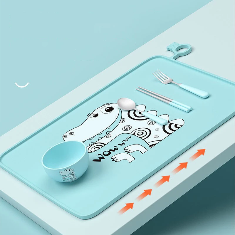 Silicone Placemat for Children, Cute Cartoon Placemat, Waterproof, Oil Insulated, Student Plate