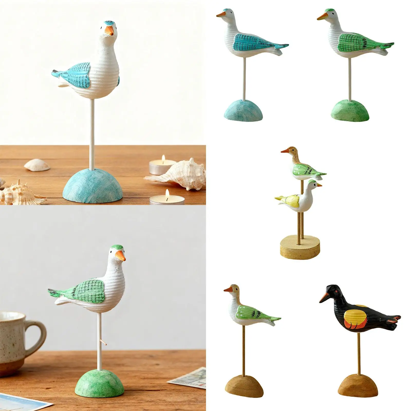 Creative Wooden Seagull Figurine Elegant Animal Statue Decorative Ornament for Housewarming Table Decoration Luxury Decor
