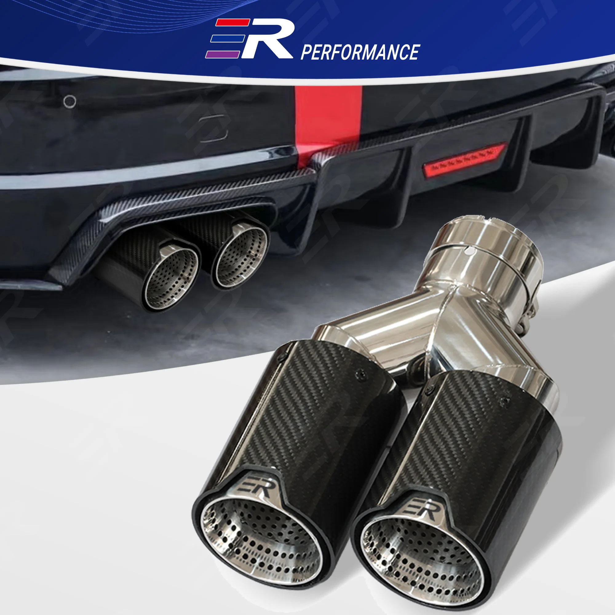 

1PCS Upgrade Exhaust Tip for universal Car Accessories Real Glossy Carbon Fiber Dual Outlet Auto Muffler Pipe Modification