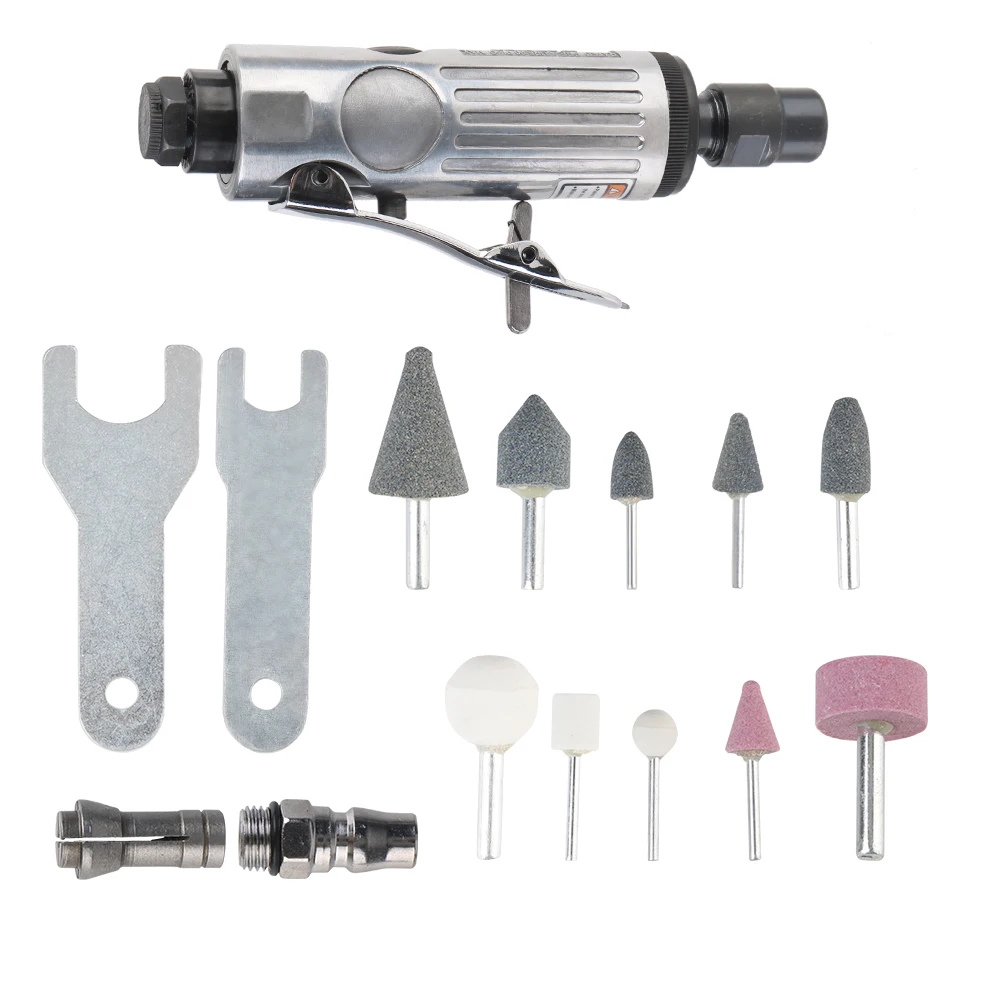 Ferramenta de carro 16 pçs 1/4 "pneumático morrer moedor moagem máquina polimento kit moedor ar moinho ferramenta gravura 1/8" ar morrer moedor