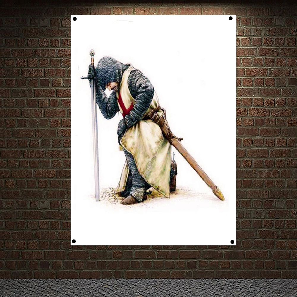 

Vintage Knights Templar Posters Print Art Wall Decor Crusader Banners Flags Wallpaper Canvas Painting Wall Hanging Home Decor S2