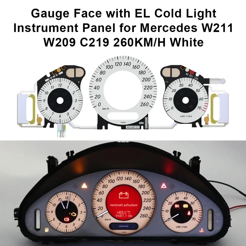 

260KM Gauge Face with EL Cold Light Instrument Panel for Mercedes W211 W209 C219 White Black