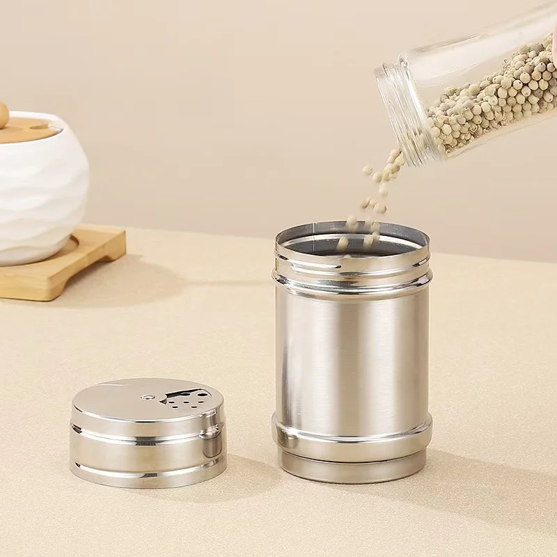 Kitchen Spice Organizer Rotating Spice Shaker Rust Resistant Material Unique Rotating Lid Design Sleek Modern Finish