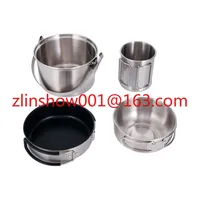 Camping Cookware 4PCS Outdoor Pot Bowl Set Lightweight Picnic Supplies Stainless Steel 304 Cookware Set For Camping