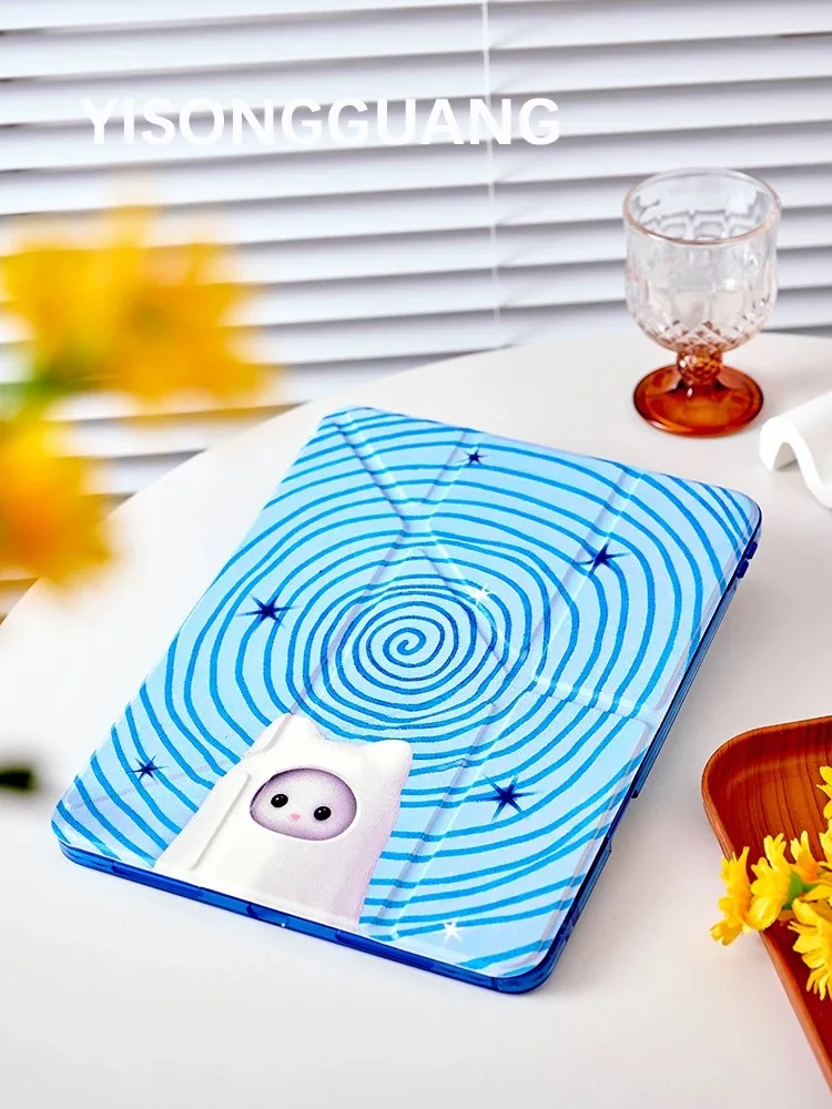 White cat flat shell, suitable for iPad, acrylic material