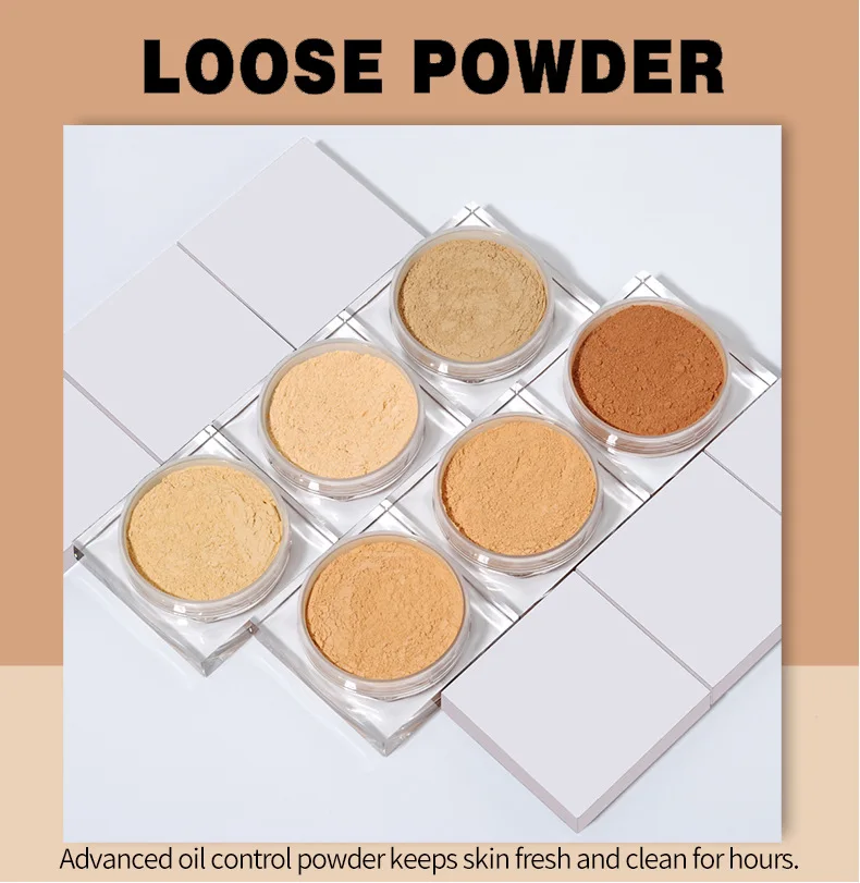 Print Logo Setting Powder Waterproof Long-lasting Full Coverage Face Oil-control Loose Powder Transparent Banana Makeup Cosmetic