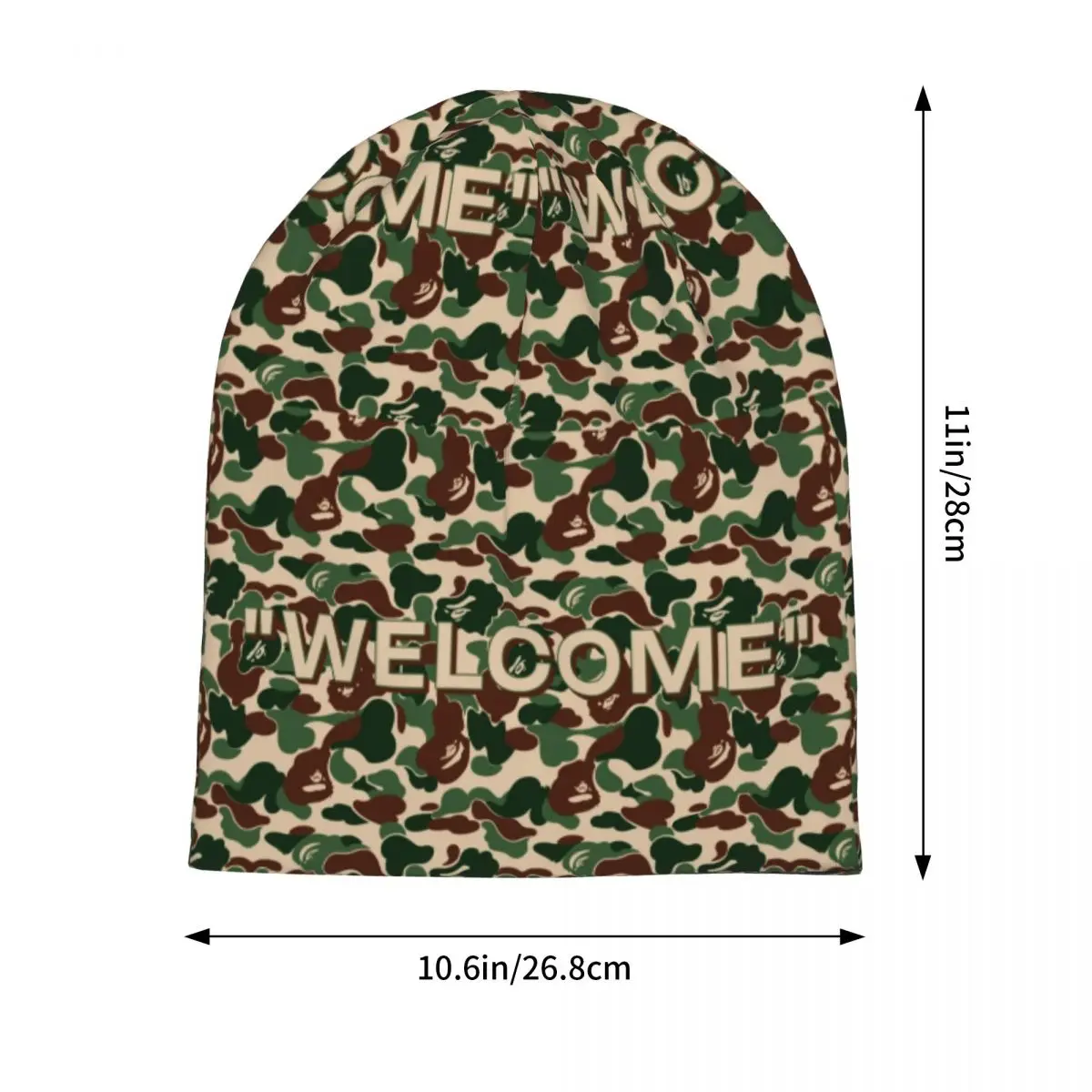 WELCOME Green Camouflage Background Warm Knitted Cap Hip Hop Bonnet Hat Autumn Winter Outdoor Beanies Hats for Unisex Adult