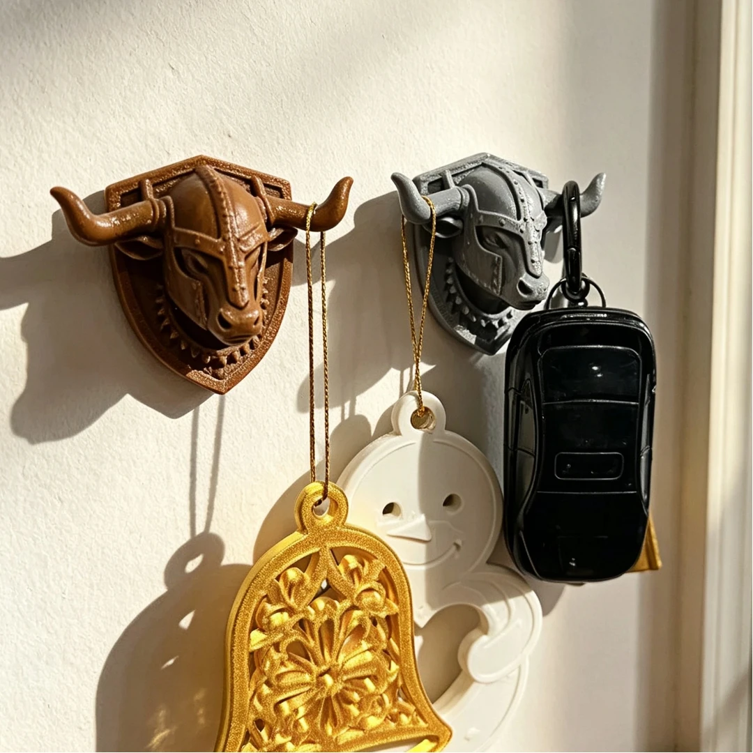 2pcs Medieval Knight Helmet Bull Head Shaped Key Hooks, Personalized Home Decor - Suitable for Entryway, Bedroom and Gaming Room