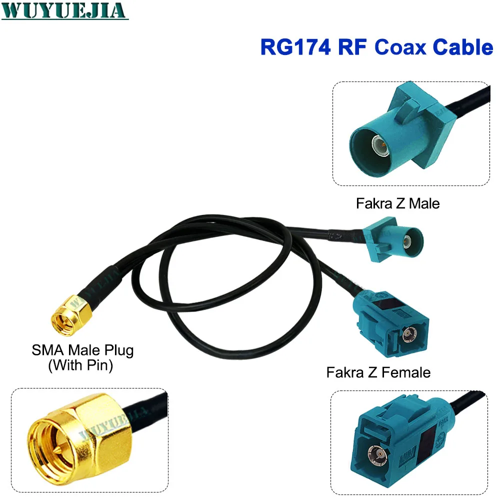 Y Type SMA Male to Fakra Z Male + Z Female RF Coax RG-174 Cable Splitter For Car Navigation GPS Antenna Extension Android Device