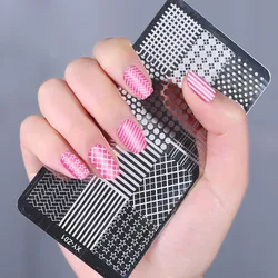 1Pc-Geometry Nail Stamping Plates Flower Stripe Design Stamp Templates Nails Accessories Face Image Tools All For Manicure