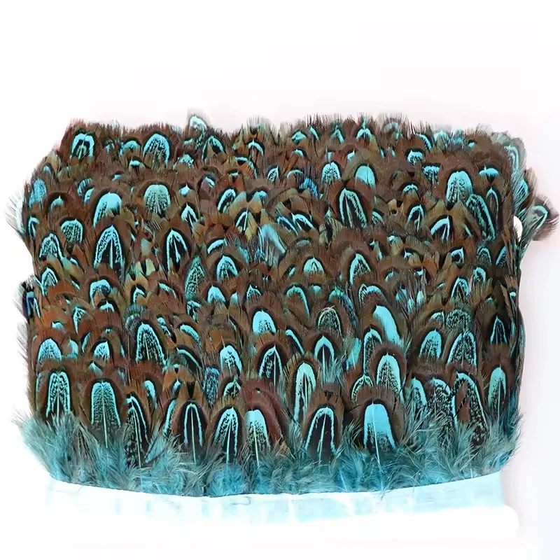 

5-8cm Natural Striped Pheasant Feathers Small Size Trim with Ribbon for Sewing Crafts Clothing Decoration