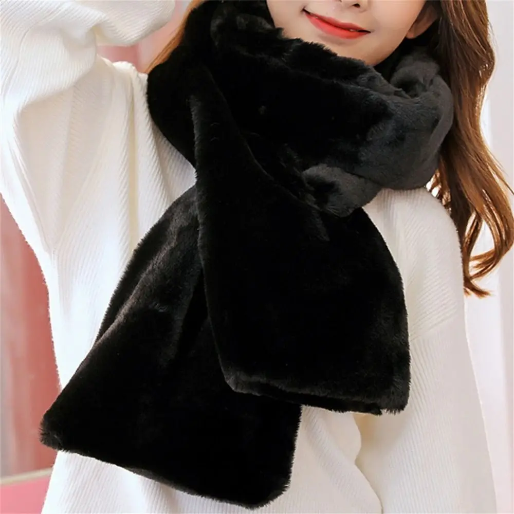 Korean Winter Faux Rabbit Fur Scarf Women Girls Scarf Soft Plush Scarves Solid Color Neck Collar Warmer Stuff Christma Gift