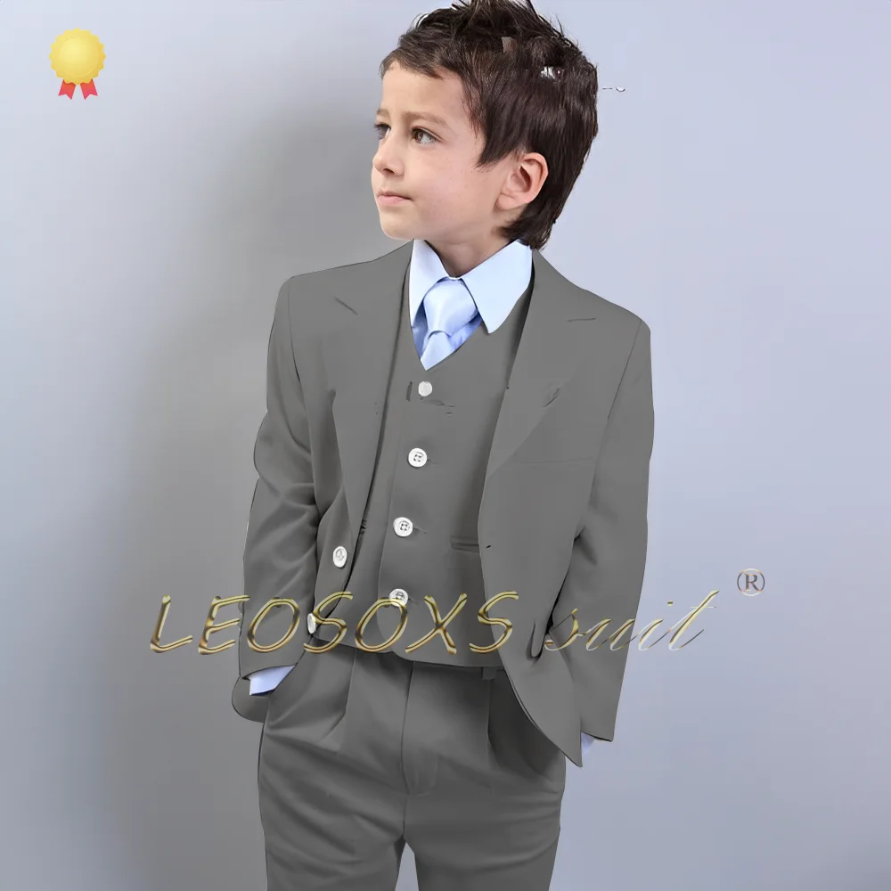 Costume pour garçon avec ourlet, ensemble 3 pièces, veste, gilet, pantalon, robe personnalisée pour enfants, fête de mariage, événement, anniversaire