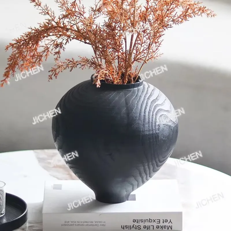 CJccCJcc versandte Artikel imitierte Holzmuster Vase Ornament Simulation Blumenkunst Bonsai Blumenarrangement Gerät