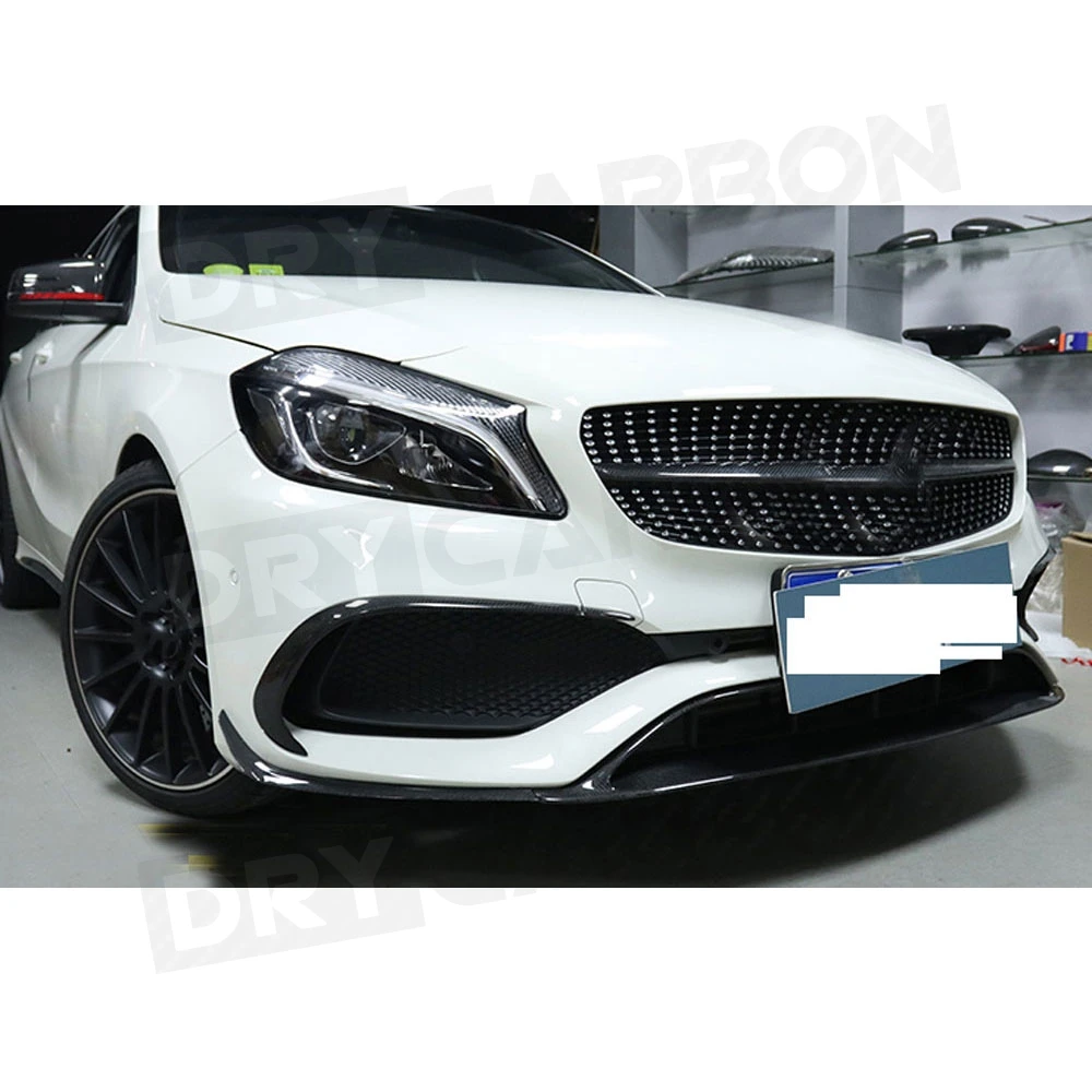 

For W176 Front Lip Spoiler Splitters Canards For Benz A Class A200 A250 A45 AMG 2016-2019 Molding Garnish Bumper Decoration