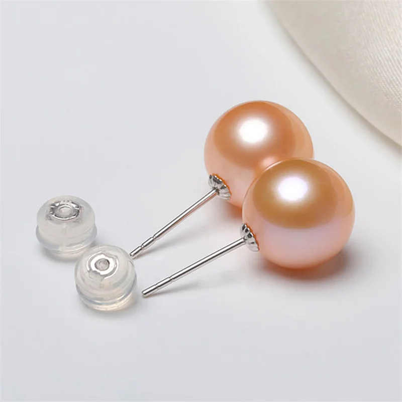 Professional Supplier Loose Wholesale 3A Freshwater Pearls 925 Silver Jewelry Natural Round Fresh Water Pearl Stud Earring Gift