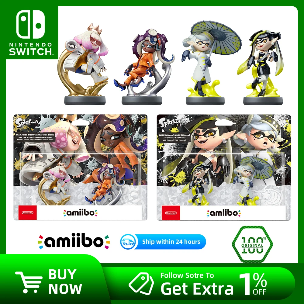 New Nintendo Amiibo Pearl + Marina / Callie + Marie 2-Pack Figure Model splatoon 3  Interaksi Konsol Game Nintendo Switch