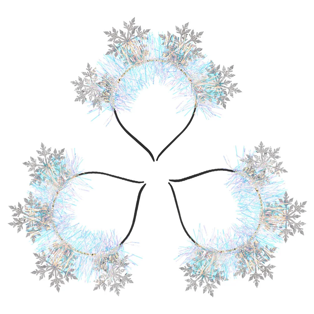 

3Pcs Snowflakes Headband Elegant Glitter Headband for Women Christmas Party Hair Accessories Xmas Snowflake Band